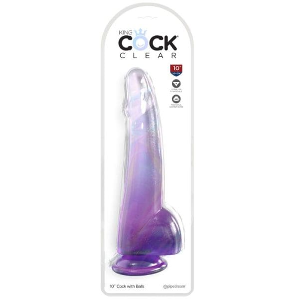KING COCK - CLEAR DILDO WITH TESTICLES 19 CM PURPLE 2
